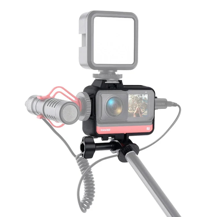 Insta360 One R용 플라스틱 프레임 마운트 보호 케이스 케이지 삼각대 베이스 어댑터 & 긴 나사 & 콜드 슈 베이스 포함, 콜드 슈 프레임