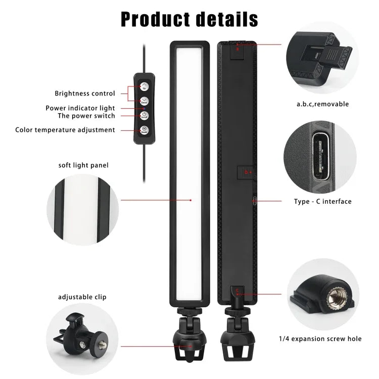 LUXCeO WS66 USB LED 라이브 비디오 라이트 2500K-9000K 바이컬러 노트북 회의 보조 조명, WS66