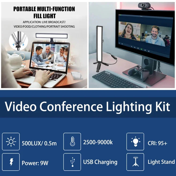 LUXCeO WS66 USB LED 라이브 비디오 라이트 2500K-9000K 바이컬러 노트북 회의 보조 조명, WS66