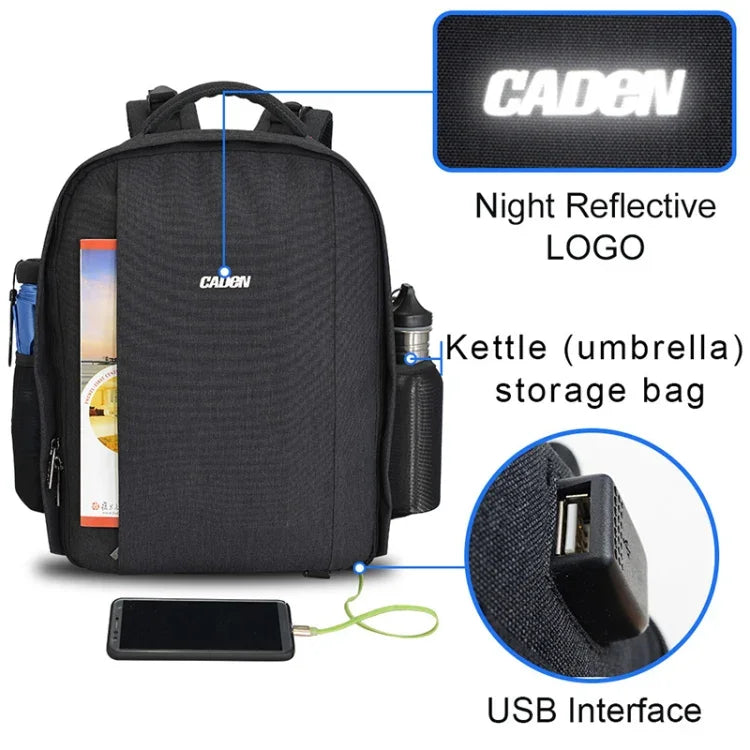 CADeN 다기능 숄더 SLR 카메라 렌즈 가방, 사진 촬영용 백팩