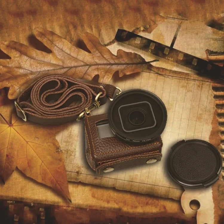 GoPro HERO4 리치 텍스처 정품 가죽 보호 케이스 슬링 포함, 리치 텍스처 (브라운)