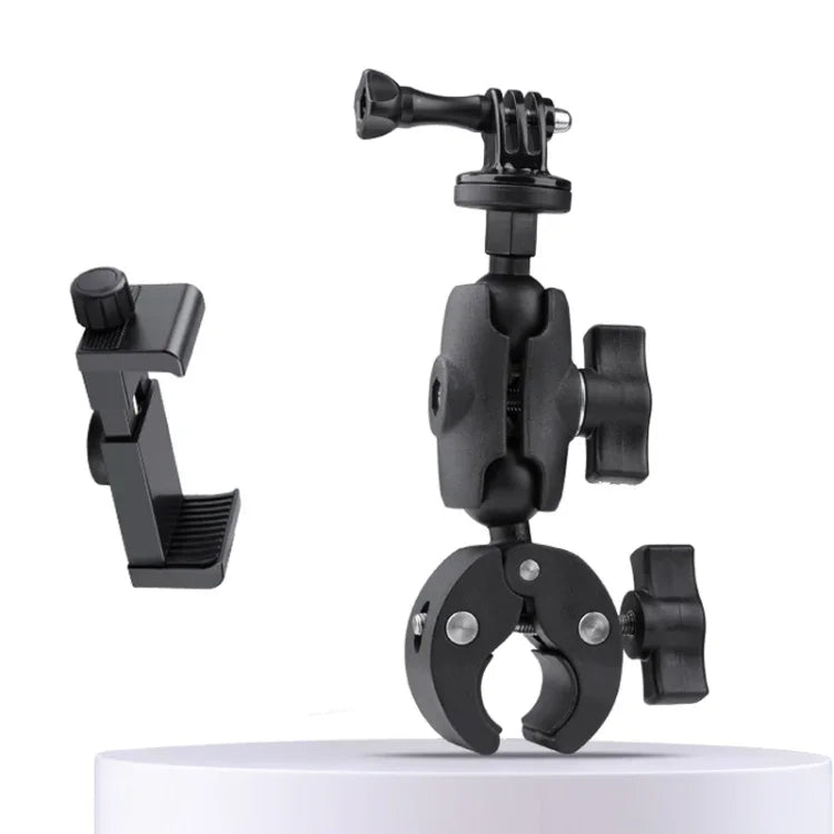 360도 회전 조절 액션 카메라 자전거 오토바이 핸들바 홀더, 휴대폰 클램프 포함, 표준 버전