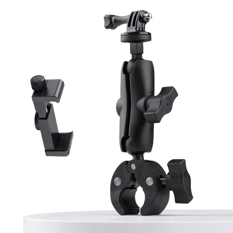 확장 버전 360도 회전 조절 액션 카메라 자전거 오토바이 핸들바 홀더, 휴대폰 클램프 포함, 확장 버전 휴대폰 클램프 포함
