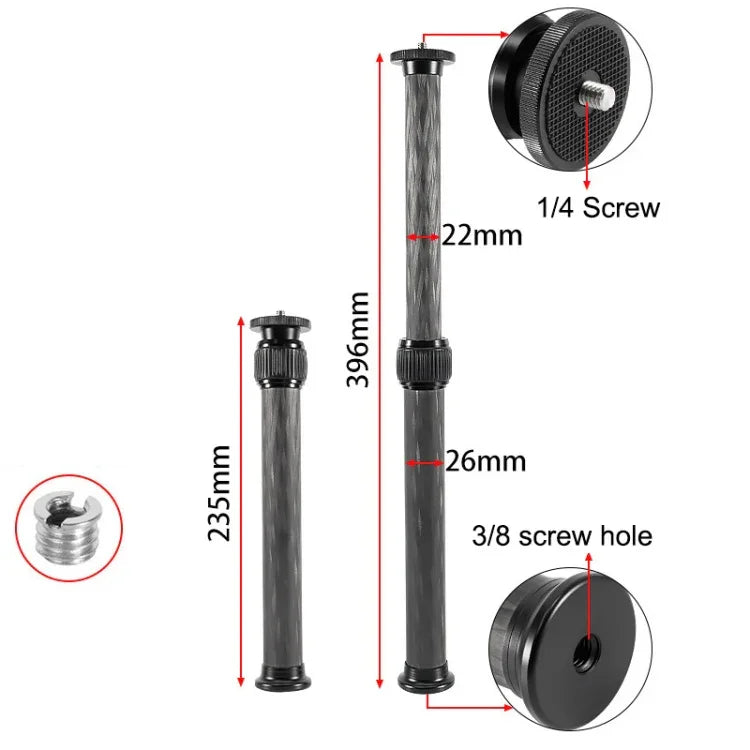 BEXIN P262C 235mm-396mm 삼각대 연장봉 카본 파이버 센터 컬럼 삼각대 익스텐더, P262C