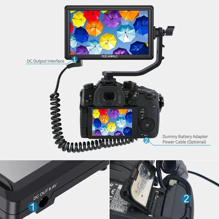 FEELWORLD FW568 V3 6인치 3D LUT DSLR 카메라 필드 모니터, IPS 풀 HD 1920 x 1152, HDMI 입출력 틸트 암 지원