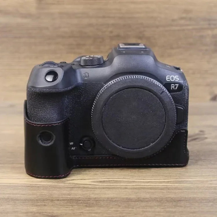 캐논 EOS R7 1/4인치 나사 PU 가죽 카메라 하프 케이스 베이스, 캐논 EOS R7용
