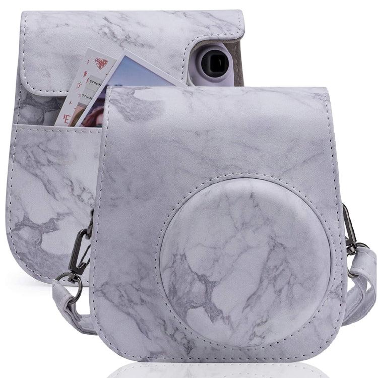 FUJIFILM instax mini 11 / 9 / 8 대리석 풀 바디 가죽 케이스 카메라 가방 스트랩 포함