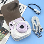 FUJIFILM instax mini 11 / 9 / 8 대리석 풀 바디 가죽 케이스 카메라 가방 스트랩 포함