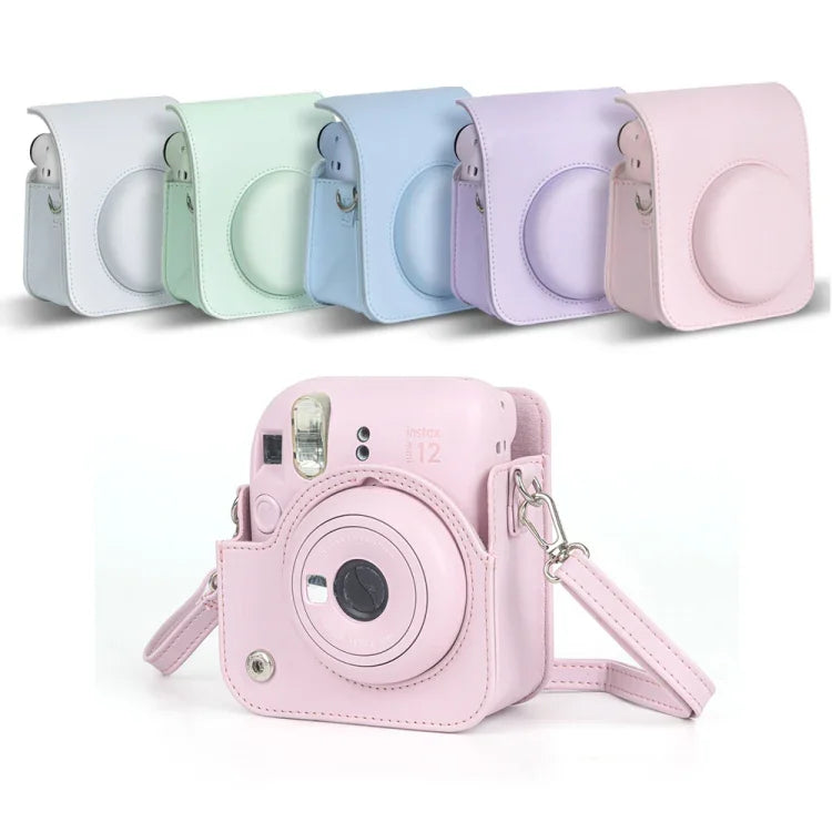FUJIFILM instax mini 12 전신 가죽 케이스 카메라 가방 스트랩 포함