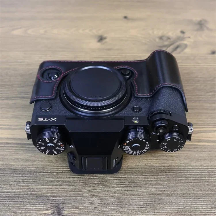 FUJIFILM X-T5 1/4인치 나사 PU 가죽 카메라 하프 케이스 베이스, FUJIFILM X-T5용