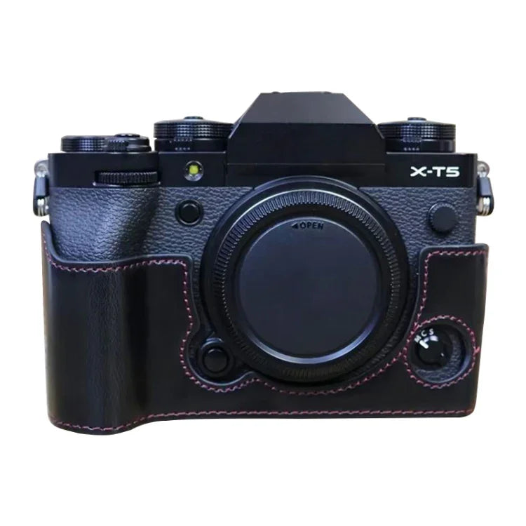 FUJIFILM X-T5 1/4인치 나사 PU 가죽 카메라 하프 케이스 베이스, FUJIFILM X-T5용