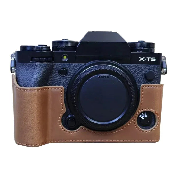 FUJIFILM X-T5 1/4인치 나사 PU 가죽 카메라 하프 케이스 베이스, FUJIFILM X-T5용