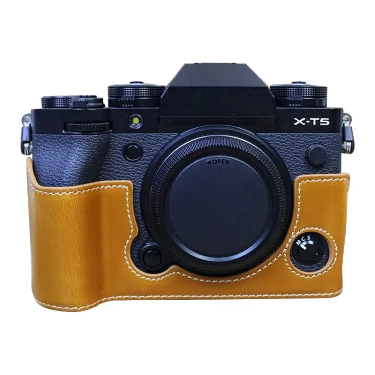 FUJIFILM X-T5 1/4인치 나사 PU 가죽 카메라 하프 케이스 베이스, FUJIFILM X-T5용