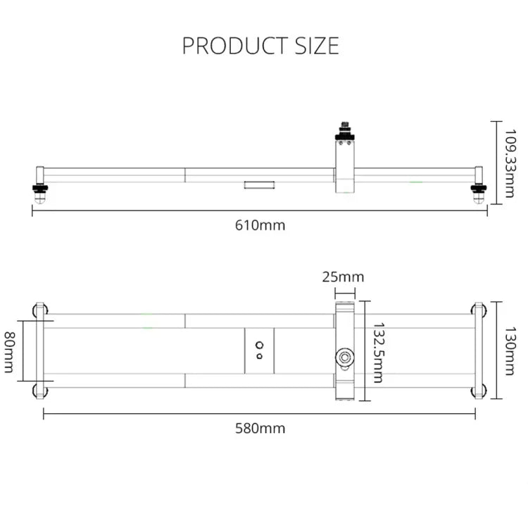 YELANGU YLG0119A 60cm 연결 슬라이드 레일 트랙 + SLR 카메라/비디오 카메라용 트롤리 레일 버클, 60cm 레일 트랙 + 레일 버클