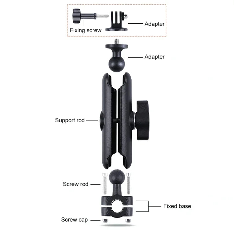 25mm 볼헤드 차량 앞좌석 핸들바 고정 마운트 홀더, 삼각대 어댑터 및 나사 포함, GoPro, Insta360, DJI 및 기타 액션 카메라용, 25mm 22cm