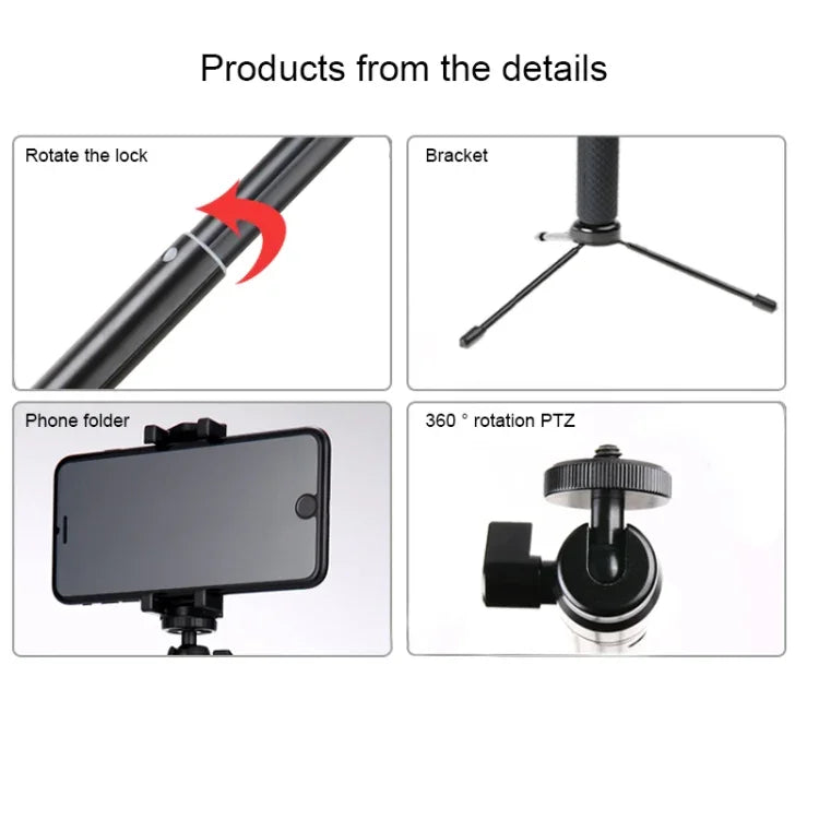 GoPro, Insta360, DJI 및 기타 액션 카메라, 휴대폰용 30-93cm 그립 접이식 삼각대 홀더 다기능 셀카봉 모노포드, 길이: 30-93cm