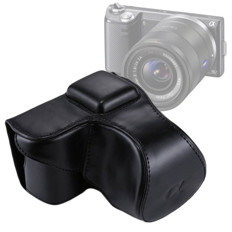 Sony NEX 5N / 5R / 5T (16-50mm / 18-55mm 렌즈)용 스트랩 포함 전신 카메라 PU 가죽 케이스 가방, Sony NEX 5N용