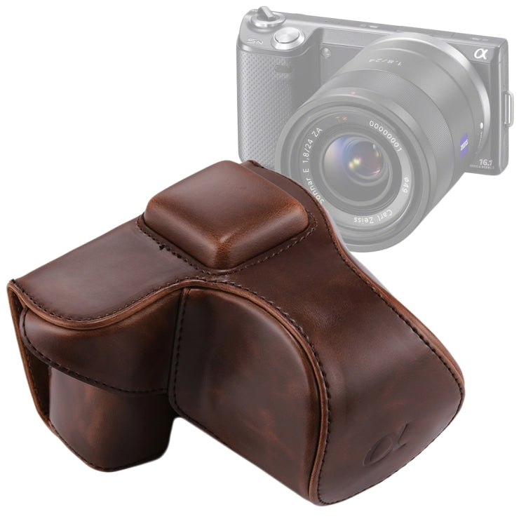 Sony NEX 5N / 5R / 5T (16-50mm / 18-55mm 렌즈)용 스트랩 포함 전신 카메라 PU 가죽 케이스 가방, Sony NEX 5N용