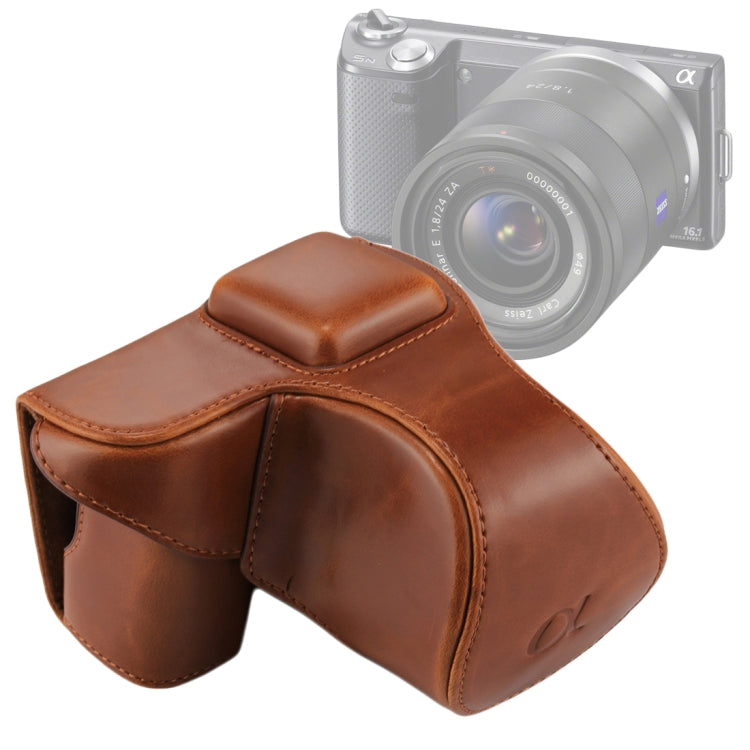 Sony NEX 5N / 5R / 5T (16-50mm / 18-55mm 렌즈)용 스트랩 포함 전신 카메라 PU 가죽 케이스 가방, Sony NEX 5N용