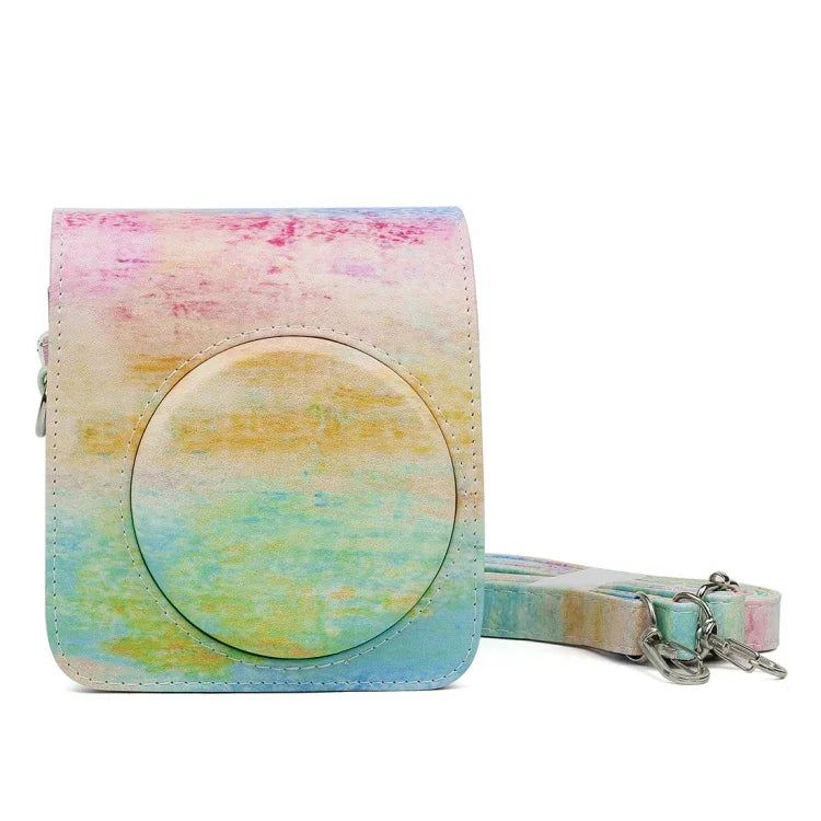 FUJIFILM Instax Mini70 카메라용 무지개 유화 패턴 PU 가죽 보호 카메라 케이스 가방, 무지개 유화