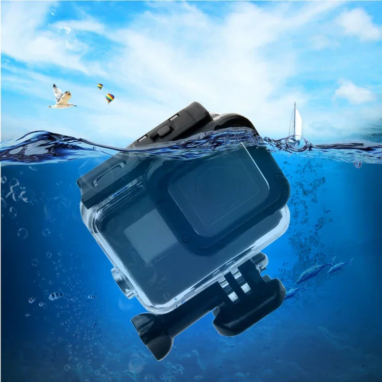 GoPro HERO6 /5용 30m 방수 하우징 보호 케이스 + 버클이 있는 속이 빈 백 커버 기본 마운트 및 나사, 렌즈 분해 불필요(GP413), 하우징 케이스+ 백 커버