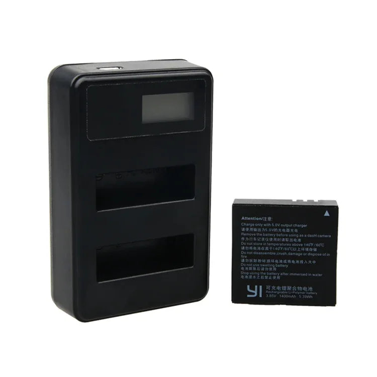 Xiaoyi 4K 스포츠 카메라용 USB 케이블이 포함된 LCD 화면 듀얼 배터리 충전기, 충전 용량 표시(XM47), LCD 화면 배터리 충전기