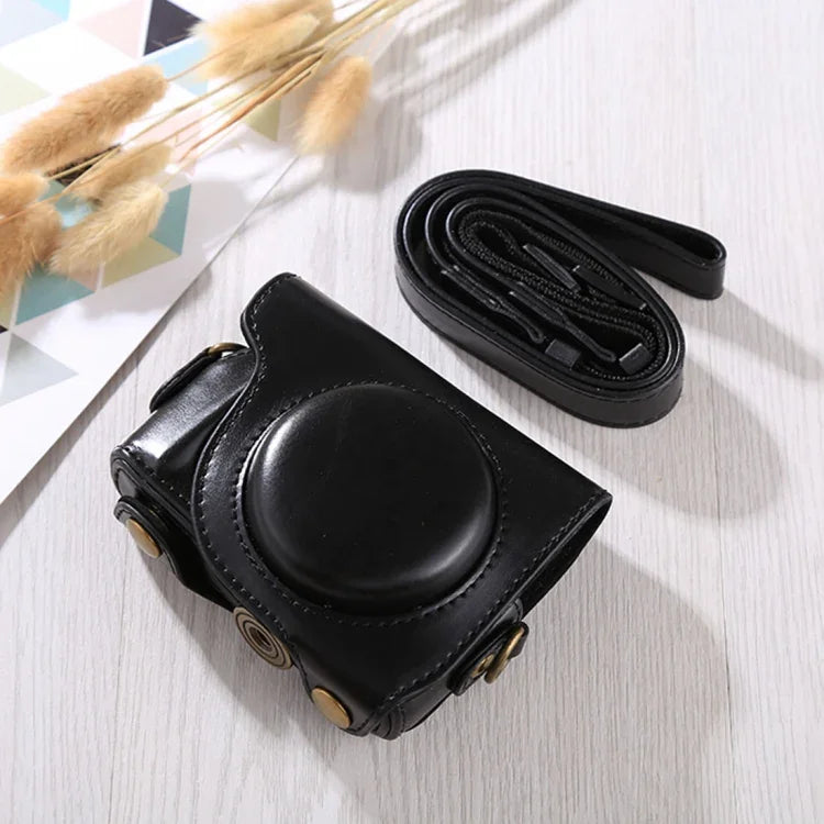 Canon G9X / G9X II용 스트랩 포함 전신 카메라 PU 가죽 케이스 가방, G9X용