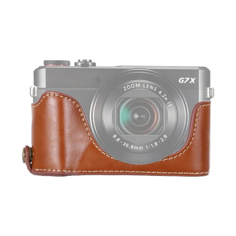 캐논 G7 X Mark II용 1/4 inch 나사 PU 가죽 카메라 하프 케이스 베이스, 캐논 G7X2용