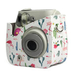 플라밍고 선인장 패턴 PU 가죽 보호 카메라 케이스 가방, FUJIFILM Instax Mini 7S / 7C 카메라용, 플라밍고 선인장