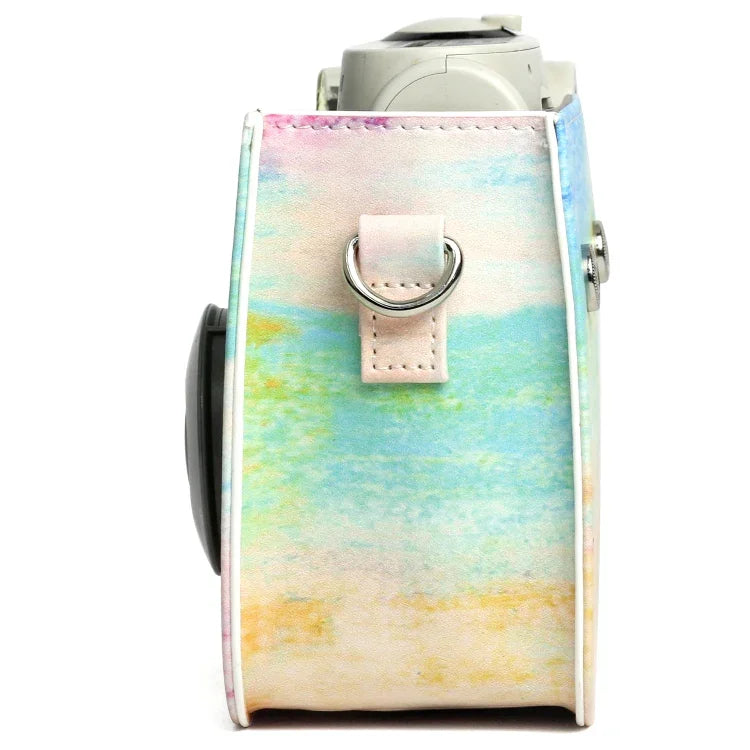 FUJIFILM Instax Mini 7S / 7C 카메라용 무지개 유화 패턴 PU 가죽 보호 카메라 케이스 가방, 무지개 유화