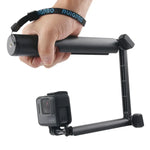 GoPro, Insta360, DJI 및 기타 액션 카메라용 3방향 모노포드 + 매직 마운트 셀피 스틱, 길이: 24.5-63cm, 길이: 24.5-63cm(블랙)