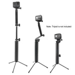 GoPro, Insta360, DJI 및 기타 액션 카메라용 3방향 모노포드 + 매직 마운트 셀피 스틱, 길이: 24.5-63cm, 길이: 24.5-63cm(블랙)