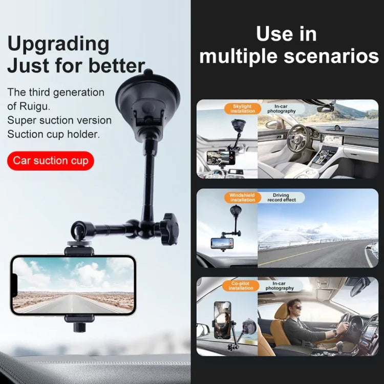 Tri-leg Suction Cup Articulating Friction Magic Arm Phone Clamp Mount, Tri-leg Suction Cup Magic Arm