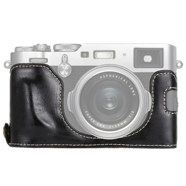 FUJIFILM X100F용 1/4인치 나사산 PU 가죽 카메라 하프 케이스 베이스, FUJIFILM X100F용