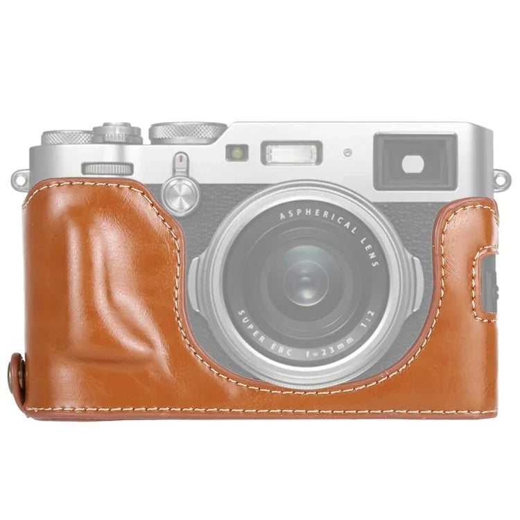 FUJIFILM X100F용 1/4인치 나사산 PU 가죽 카메라 하프 케이스 베이스, FUJIFILM X100F용