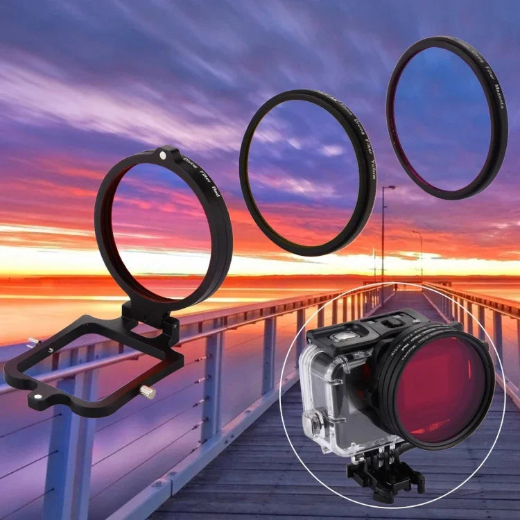 58mm 노랑 + 빨강 + 보라색 다이빙 렌즈 필터 GoPro HERO7 Black/6/5용, 58mm 3색 다이빙 렌즈
