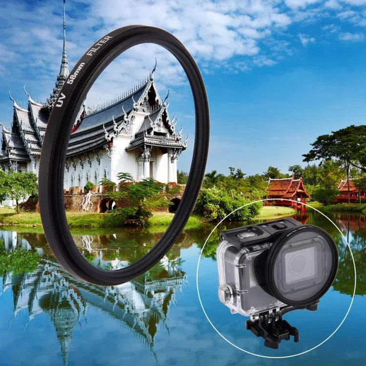 GoPro HERO7 Black/6/5용 캡 포함 58mm 3-in-1 원형 UV 렌즈 필터, 58mm UV 렌즈