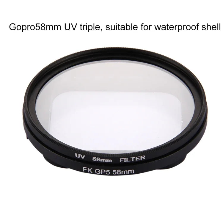 GoPro HERO7 Black/6/5용 캡 포함 58mm 3-in-1 원형 UV 렌즈 필터, 58mm UV 렌즈