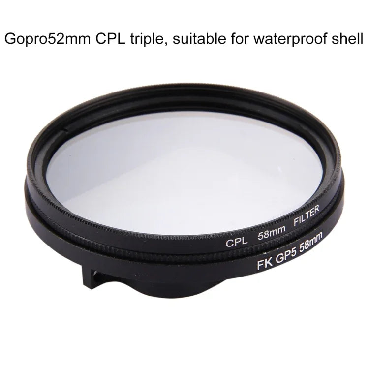 58mm 3-in-1 원형 CPL 렌즈 필터 캡 포함, GoPro HERO7 Black/6/5용, 58mm CPL 렌즈