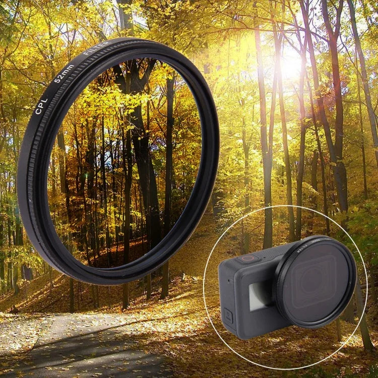 GoPro HERO7 Black/6 /5용 52mm 3 in 1 원형 CPL 렌즈 필터 캡 포함, 52mm CPL 렌즈