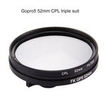 GoPro HERO7 Black/6 /5용 52mm 3 in 1 원형 CPL 렌즈 필터 캡 포함, 52mm CPL 렌즈