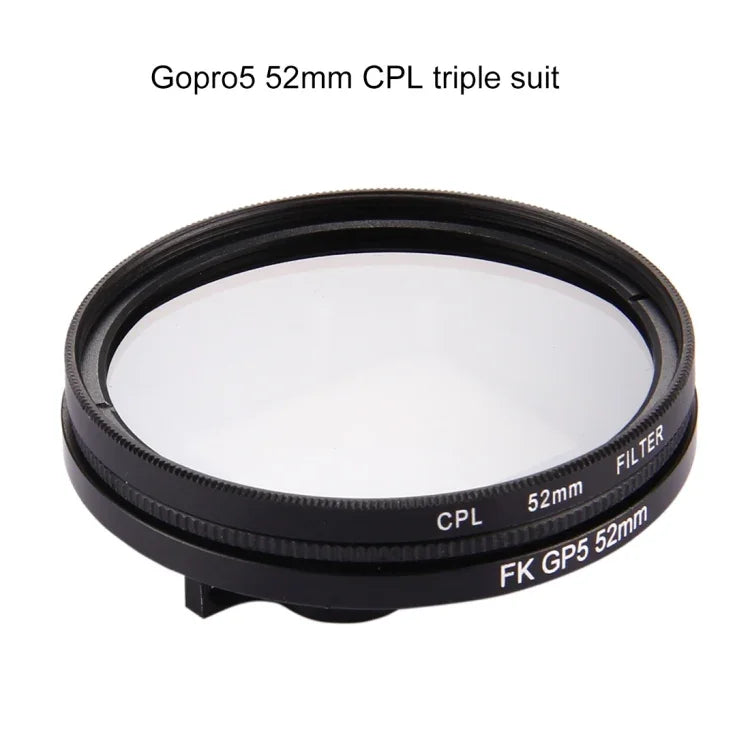 GoPro HERO7 Black/6 /5용 52mm 3 in 1 원형 CPL 렌즈 필터 캡 포함, 52mm CPL 렌즈