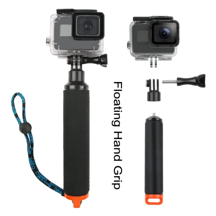 GoPro HERO7/6/5용 셔터 트리거 + 돔 포트 렌즈 투명 커버 + 조절 가능한 분실 방지 스트랩 & 나사 & 렌치가 포함된 플로팅 핸드 그립 다이빙 부력 스틱, 투명 커버+ 핸드 그립