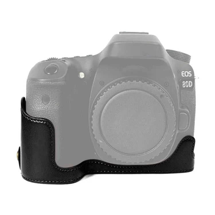 캐논 EOS 80D / 70D용 1/4인치 나사 PU 가죽 카메라 하프 케이스 베이스, 캐논 EOS 80D용
