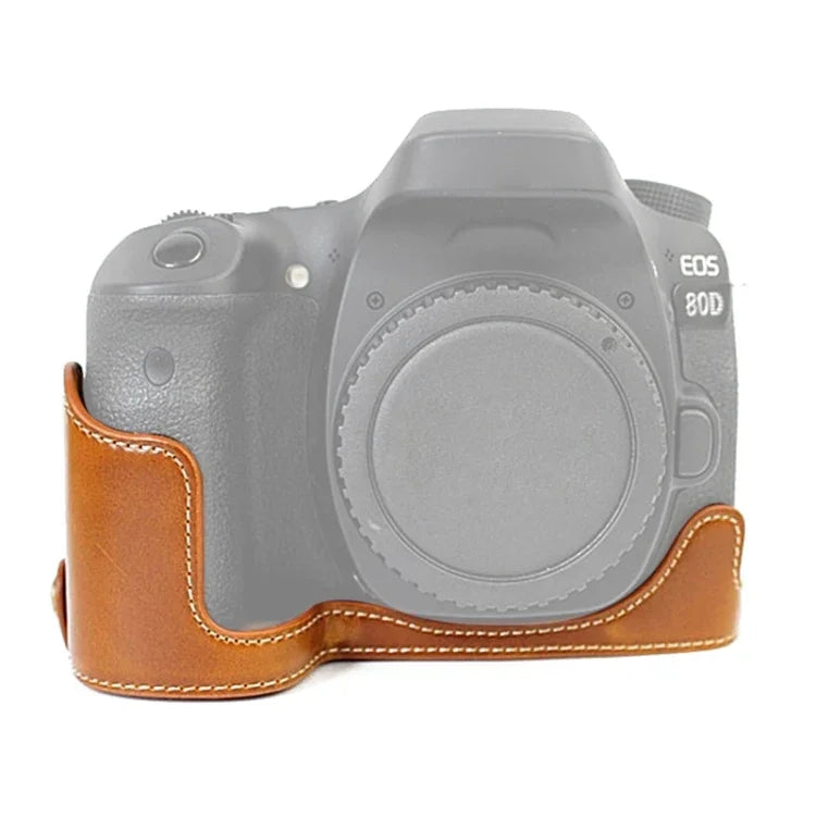 캐논 EOS 80D / 70D용 1/4인치 나사 PU 가죽 카메라 하프 케이스 베이스, 캐논 EOS 80D용