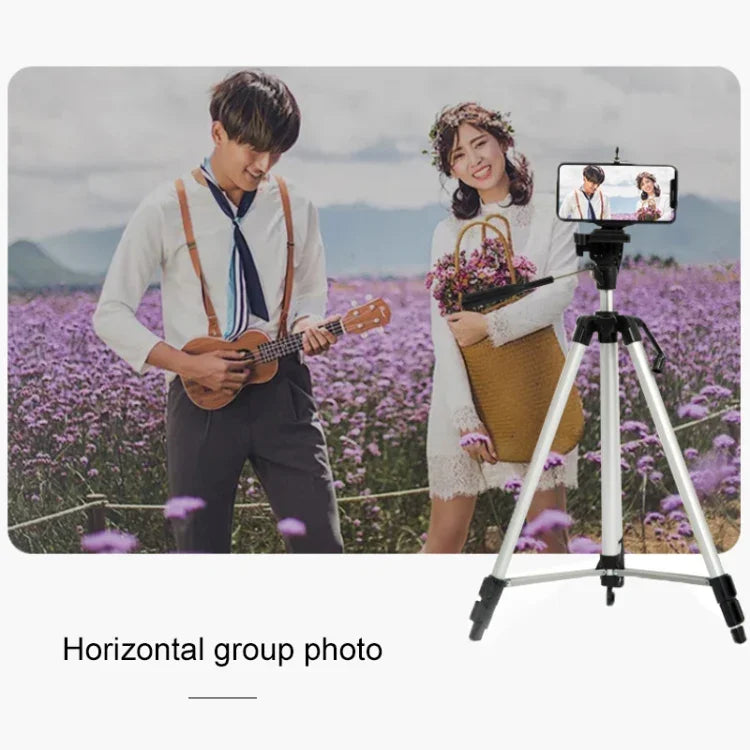 라이브 방송용 삼각대 3단 접이식 다리 알루미늄 합금 삼각대 마운트, U자형 3차원 삼각대 헤드 및 휴대폰 클램프 포함 DSLR 및 디지털 카메라용, 높이 조절: 47.5-133cm, 330A