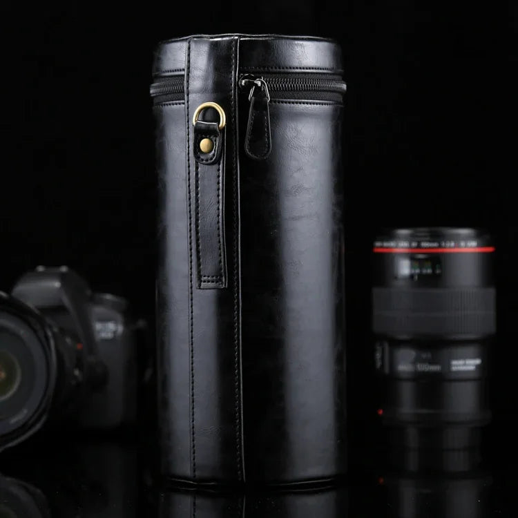 대형 렌즈 케이스 지퍼 PU 가죽 파우치 박스 DSLR 카메라 렌즈용, 크기: 24.5*10.5*10.5cm, 24.5 x 10.5cm (브라운), 24.5 x 10.5cm (커피), 24.5 x 10.5cm (블랙)