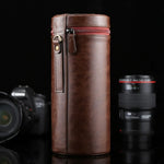 대형 렌즈 케이스 지퍼 PU 가죽 파우치 박스 DSLR 카메라 렌즈용, 크기: 24.5*10.5*10.5cm, 24.5 x 10.5cm (브라운), 24.5 x 10.5cm (커피), 24.5 x 10.5cm (블랙)