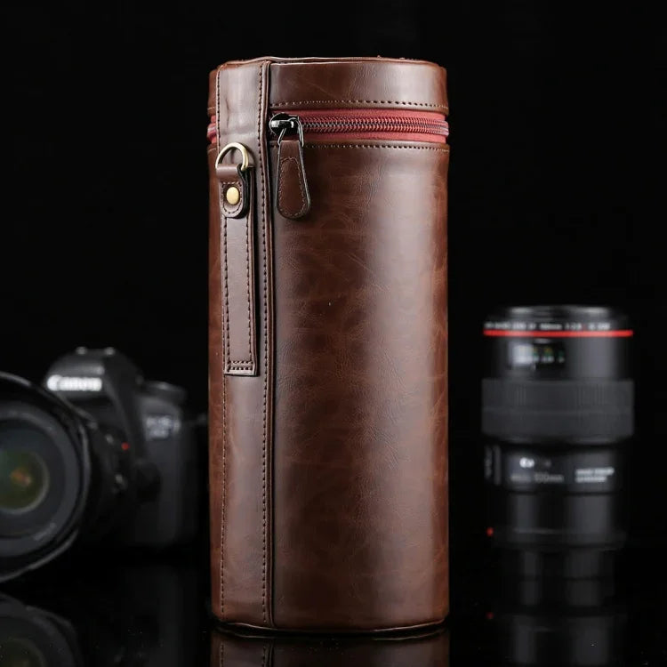대형 렌즈 케이스 지퍼 PU 가죽 파우치 박스 DSLR 카메라 렌즈용, 크기: 24.5*10.5*10.5cm, 24.5 x 10.5cm (브라운), 24.5 x 10.5cm (커피), 24.5 x 10.5cm (블랙)