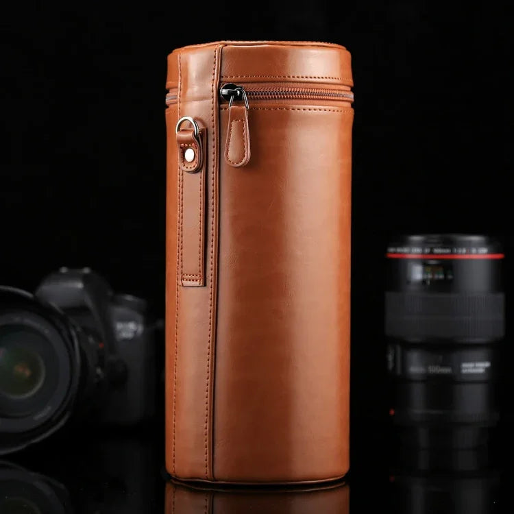 대형 렌즈 케이스 지퍼 PU 가죽 파우치 박스 DSLR 카메라 렌즈용, 크기: 24.5*10.5*10.5cm, 24.5 x 10.5cm (브라운), 24.5 x 10.5cm (커피), 24.5 x 10.5cm (블랙)